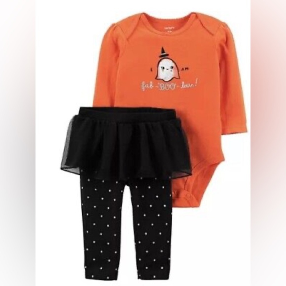 Halloween Ghost Orange & Black Baby Matching Set